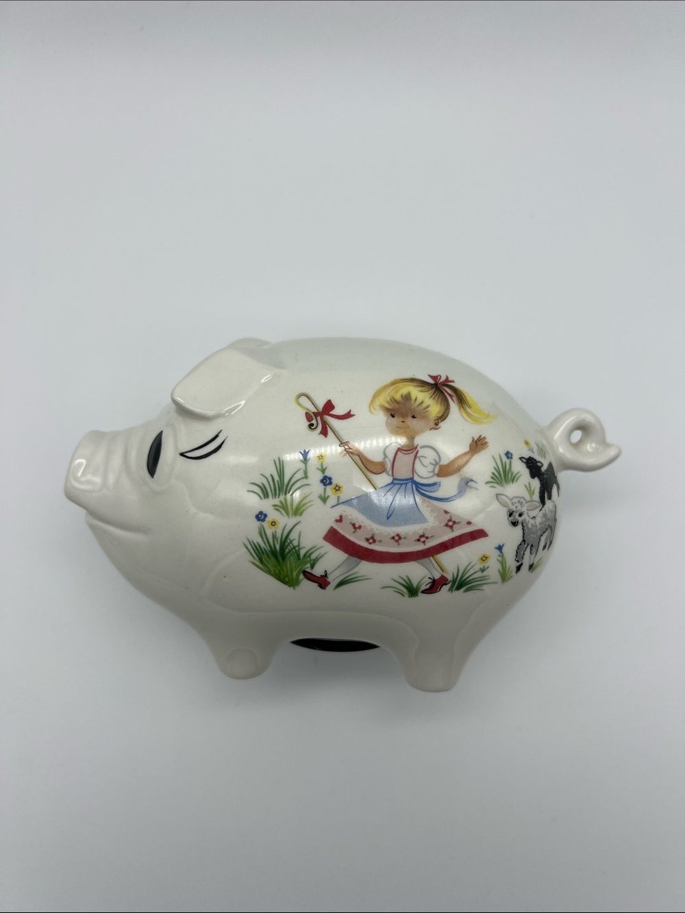 Vintage Little Bo-Peep Nursery Rhyme Ceramic Piggy Bank